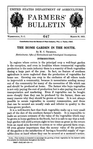 The Home Garden in the South