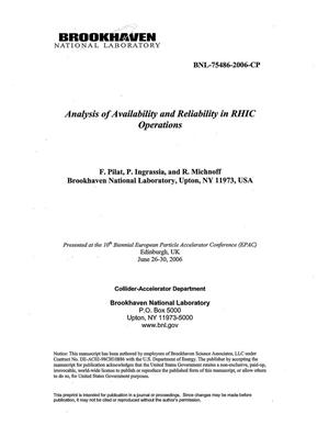 Analysis of Availability and Reliability in Rhic Operations.