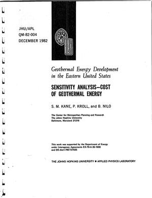 Primary view of object titled 'Geothermal Energy Development in the Eastern United States, Sensitivity analysis-cost of geothermal energy'.