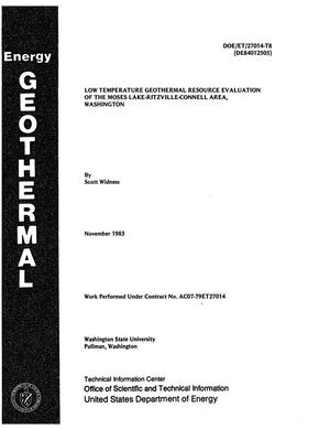 Low Temperature Geothermal Resource Evaluation of the Moses Lake-Ritzville-Connell Area, Washington