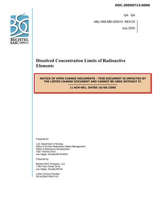 DISSOLVED CONCENTRATION LIMITS OF RADIOACTIVE ELEMENTS