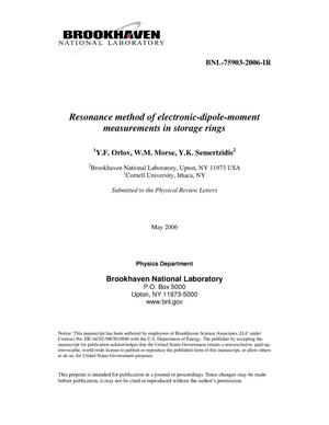 Resonance Method of Electric-Dipole-Moment Measurements in Storage Rings.