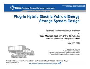 Plug-in Hybrid Electric Vehicle Energy Storage System Design