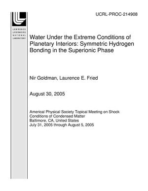 Water Under the Extreme Conditions of Planetary Interiors: Symmetric Hydrogen Bonding in the Superionic Phase
