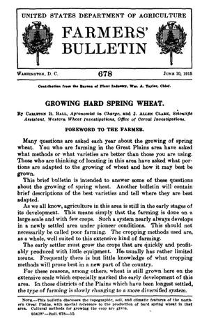 Growing Hard Spring Wheat