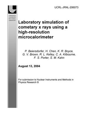 Laboratory simulation of cometary x rays using a high-resolution microcalorimeter