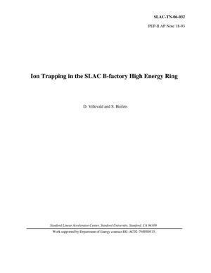 Ion Trapping in the SLAC B-factory High Energy Ring