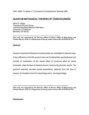 Quantum Mechanical Theories of Consciousness