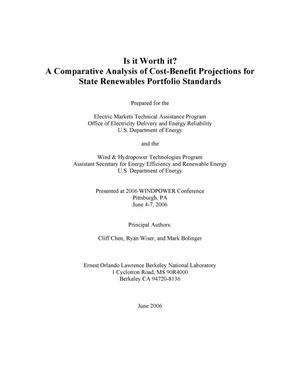 Is it Worth it? A Comparative Analysis of Cost-Benefit Projectionsfor State Renewables Portfolio Standards