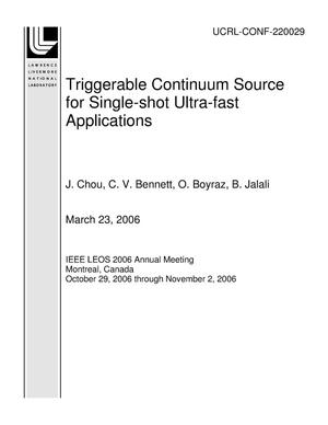 Triggerable Continuum Source for Single-shot Ultra-fast Applications