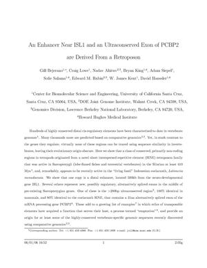 An Enhancer Near ISL1 and an Ultraconserved Exon of PCBP2 areDerived from a Retroposon