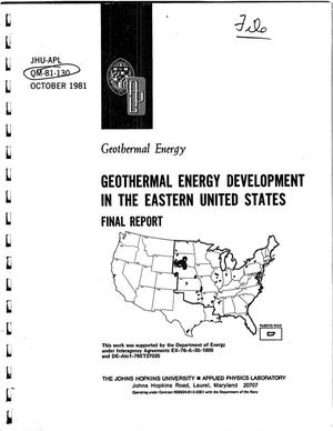 Geothermal Energy Development in the Eastern United States. Final Report