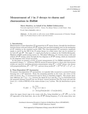 Measurements of beta in B Decays to Charm and Charmonium at BaBar