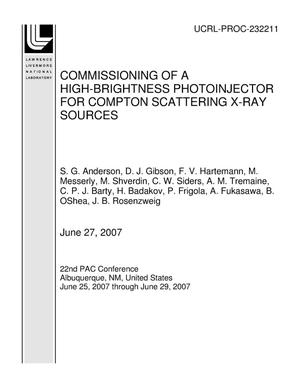 COMMISSIONING OF A HIGH-BRIGHTNESS PHOTOINJECTOR FOR COMPTON SCATTERING X-RAY SOURCES