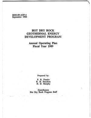 Hot dry rock geothermal energy development program: Annual operating plan, fiscal year 1989