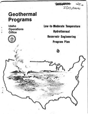 Low-to-moderate temperature hydrothermal reservoir engineering program plan