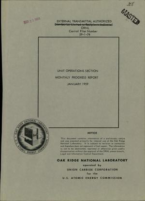 Chemical Technology Division, Unit Operations Section Monthly Progress Report for January 1959