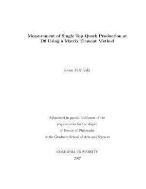 Measurement of single top quark production at D0 using a matrix element method