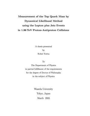 Measurement of the Top Quark Mass by Dynamical Likelihood Method using the Lepton plus Jets Events in 1.96 Tev Proton-Antiproton Collisions