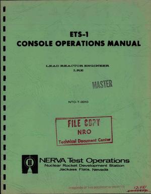 ETS-1 console operations manual. Lead reactor engineer LRE