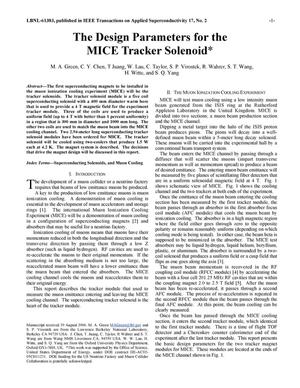 The Design Parameters for the MICE Tracker Solenoid