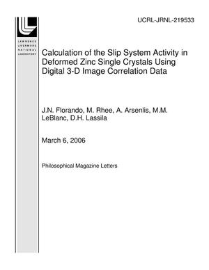 Calculation of the Slip System Activity in Deformed Zinc Single Crystals Using Digital 3-D Image Correlation Data