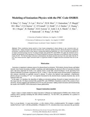 Modeling of Ionization Physics with the PIC Code OSIRIS