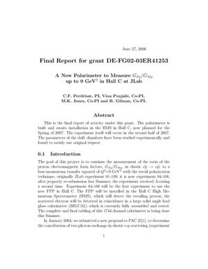 Final Report for Grant DE-FG02-03ER41253