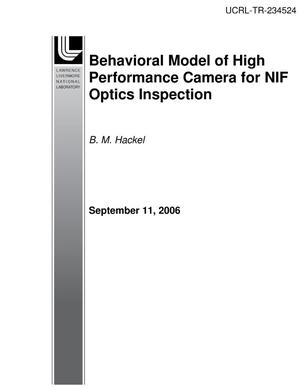 Behavioral Model of High Performance Camera for NIF Optics Inspection