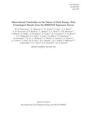 Observational Constraints on the Nature of the Dark Energy: First Cosmological Results From the ESSENCE Supernova Survey