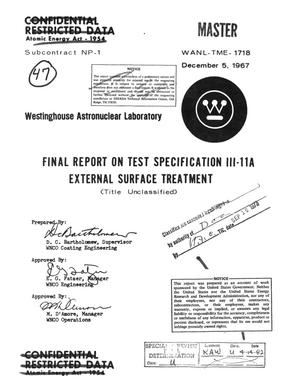 Final report on test specification III-11A external surface treatment
