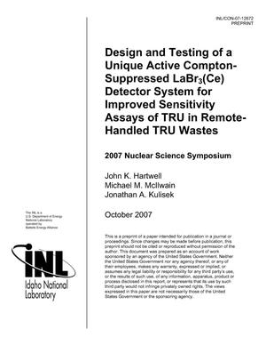 Design and testing of a unique active Compton-suppressed LaBr3(Ce) detector system for improved sensitivity assays of TRU in remote-handled TRU wastes