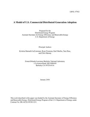 A Model of U.S. Commercial Distributed Generation Adoption