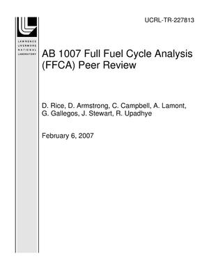 AB 1007 Full Fuel Cycle Analysis (FFCA) Peer Review