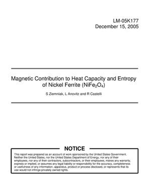 Magnetic Contribution to Heat Capacity and Entropy of Nicke Ferrite (NiFe2O4)
