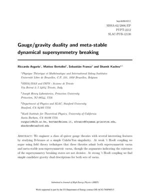 Gauge/gravity Duality and MetastableDynamical Supersymmetry Breaking