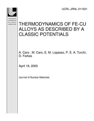 THERMODYNAMICS OF FE-CU ALLOYS AS DESCRIBED BY A CLASSIC POTENTIALS