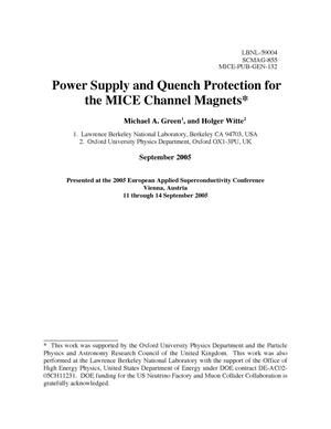 Power Supply and Quench Protection for the MICE Channel Magnets