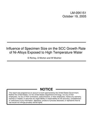 Influence of Specimen Size on the SCC Growth Rate of Ni-Alloys Exposed to High Temperature Water