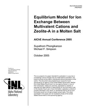 Equilibrium Model for Ion Exchange Between Multivalent Cations and Zeolite-A in a Molten Salt