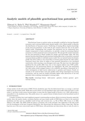 Analytic Models of Plausible Gravitational Lens Potentials