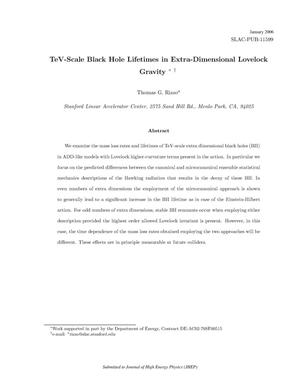 Tev-Scale Black Hole Lifetimes in Extra-Dimensional Lovelock Gravity