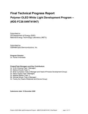 Polymer OLED White Light Development Program