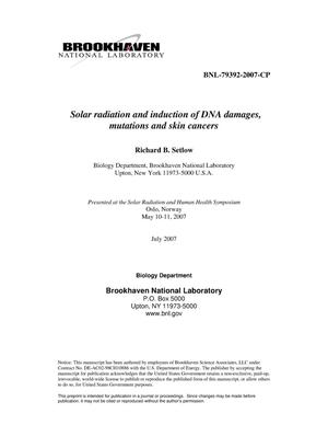 Solar Radiation and Induction of DNA Damage, Mutations and Skin Cancers.