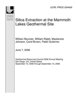 Silica Extraction at the Mammoth Lakes Geothermal Site