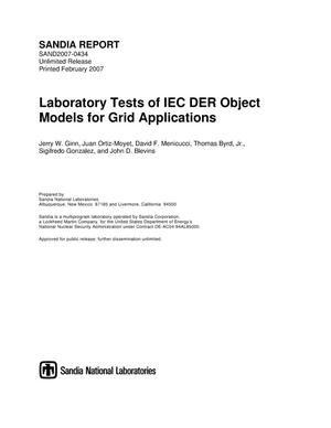 Laboratory tests of IEC DER object models for grid applications.