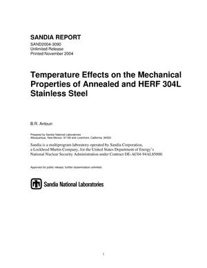 Temperature effects on the mechanical properties of annealed and HERF 304L stainless steel.