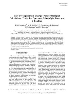New Developments in Charge Transfer Multiplet Calculations: Projection Operations, Mixed-Spin States and pi-Bonding