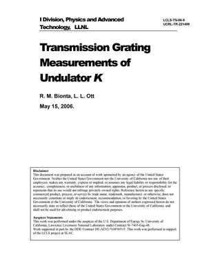 Transmission Grating Measurements of Undulator K
