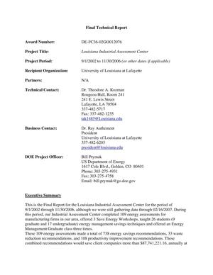 Louisiana Industrial Assessment Center--Final Technical Report